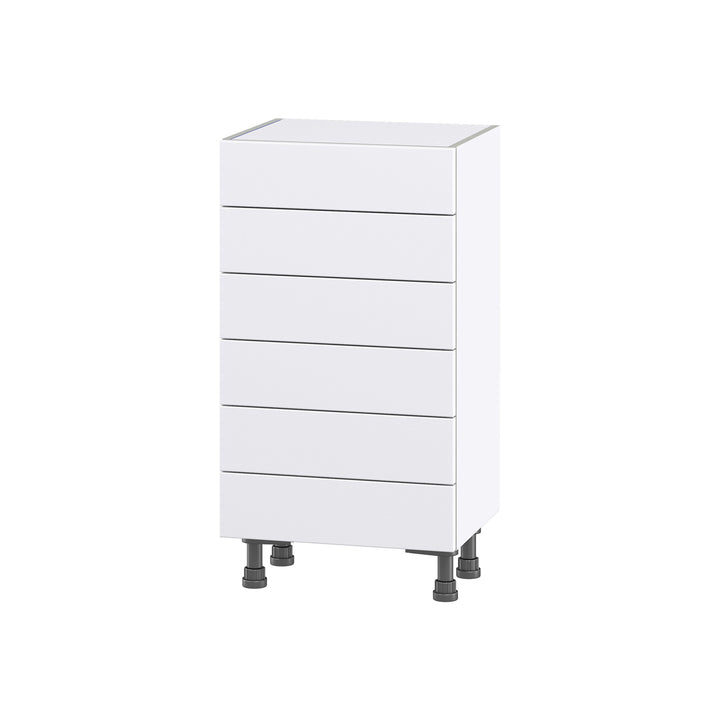Hugo&Borg Jolie 18-in W x 34.5-in H x 14-in D Warm White 6-Drawer Base Fully Assembled Cabinet
