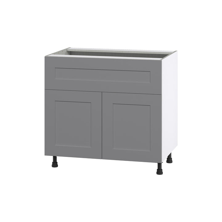 Hugo&Borg Beaumont 36-in W x 34.5-in H x 24-in D Slate Gray 1-Drawer Base Fully Assembled Cabinet (Flat Panel Shaker Style)