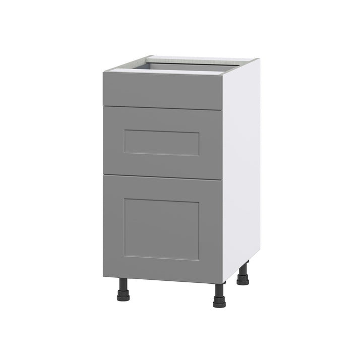 Hugo&Borg Beaumont 18-in W x 34.5-in H x 24-in D Slate Gray 3-Drawer Base Fully Assembled Cabinet