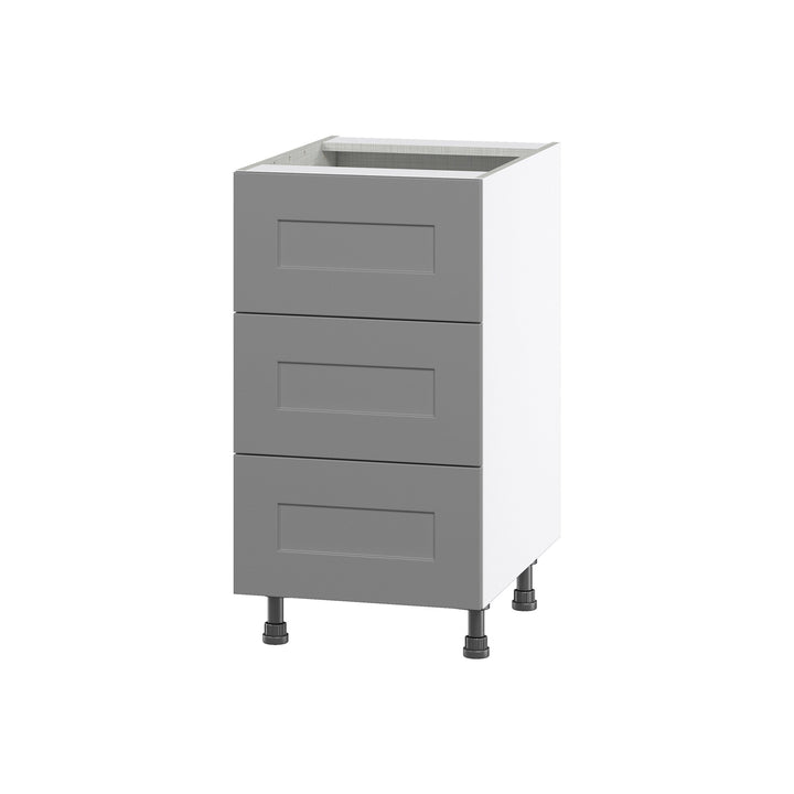 Hugo&Borg Beaumont 18-in W x 34.5-in H x 24-in D Slate Gray 3-Drawer Base Fully Assembled Cabinet