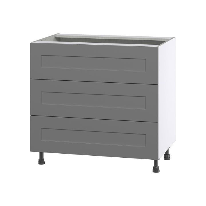 Hugo&Borg Beaumont 36-in W x 34.5-in H x 24-in D Slate Gray 3-Drawer Base Fully Assembled Cabinet