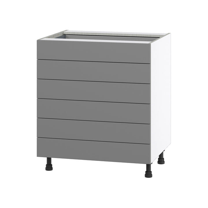 Hugo&Borg Beaumont 30-in W x 34.5-in H x 24-in D Slate Gray 6-Drawer Base Fully Assembled Cabinet
