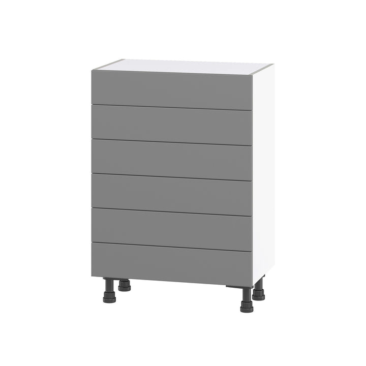 Hugo&Borg Beaumont 24-in W x 34.5-in H x 14-in D Slate Gray 6-Drawer Base Fully Assembled Cabinet
