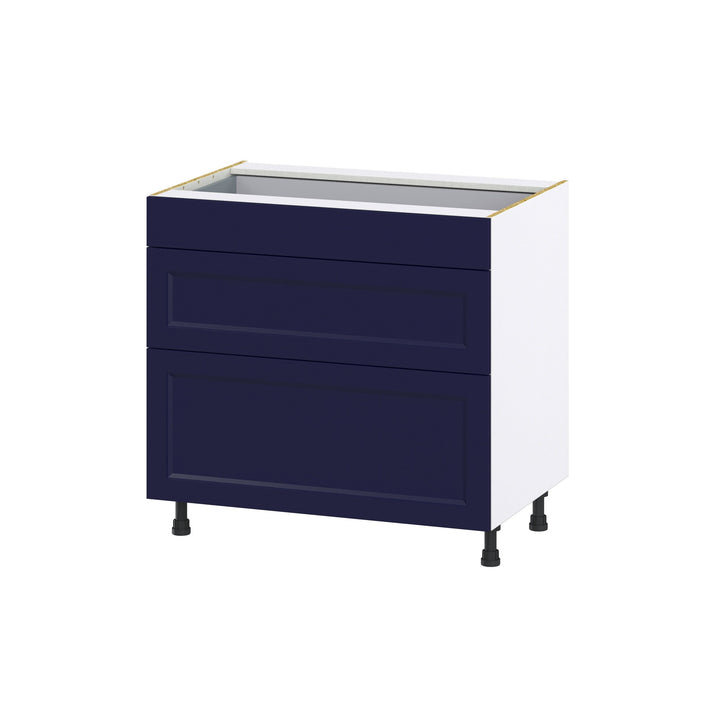 Hugo&Borg Lorette 36-in W x 34.5-in H x 25-in D Navy Blue 3-Drawer Base Fully Assembled Cabinet