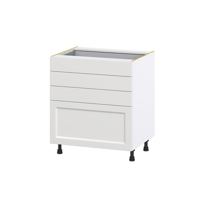 Hugo&Borg Riviera 30-in W x 34.5-in H x 25-in D Bright White 4-Drawer Base Fully Assembled Cabinet