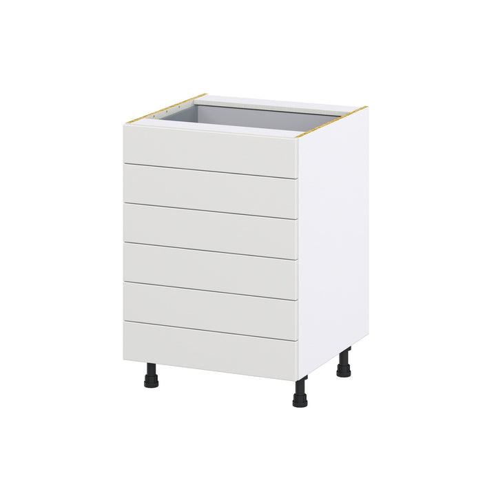 Hugo&Borg Riviera 24-in W x 34.5-in H x 24-in D Bright White 6-Drawer Base Fully Assembled Cabinet