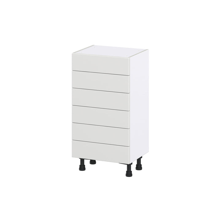 Hugo&Borg Riviera 18-in W x 34.5-in H x 14-in D Bright White 6-Drawer Base Fully Assembled Cabinet