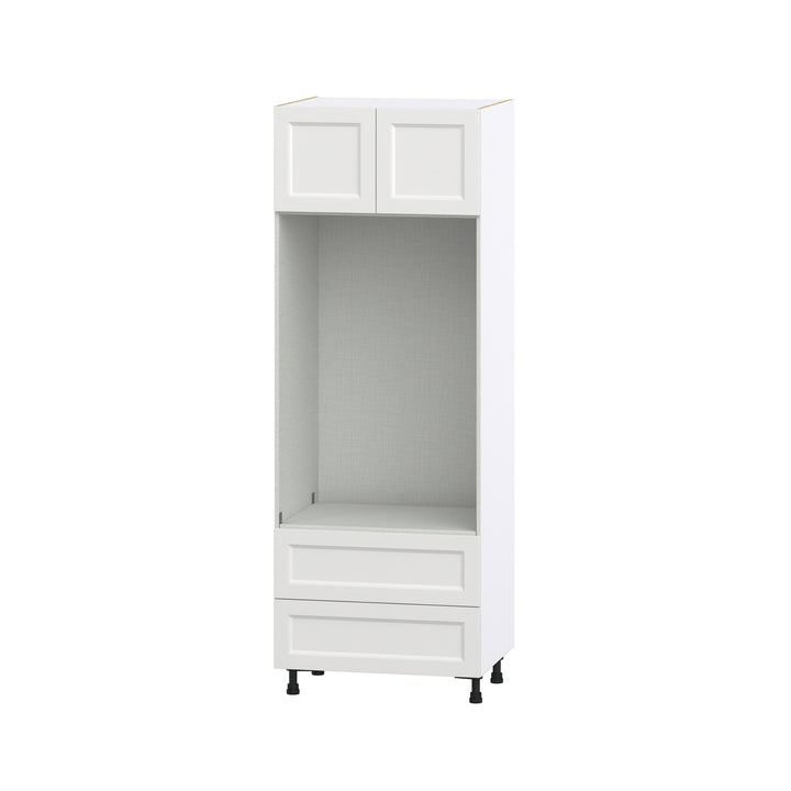 Hugo&Borg Riviera 30-in W x 84.5-in H x 24-in D Bright White 2-Drawers Microwave Base Fully Assembled Cabinet (Recessed Panel Shaker Style)