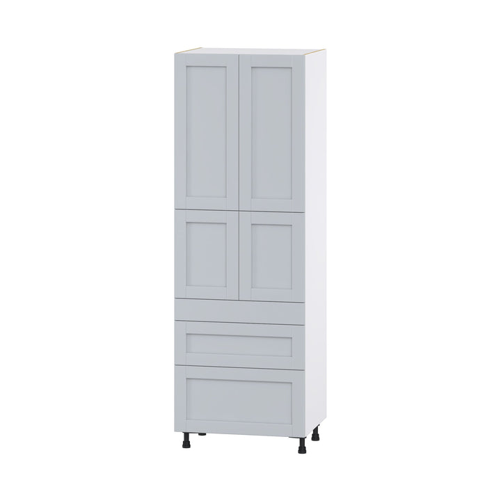 Hugo&Borg Charlesberg 30-in W x 89.5-in H x 24-in D Gray 3-Drawers Pantry Fully Assembled Cabinet (Flat Panel Shaker Style)
