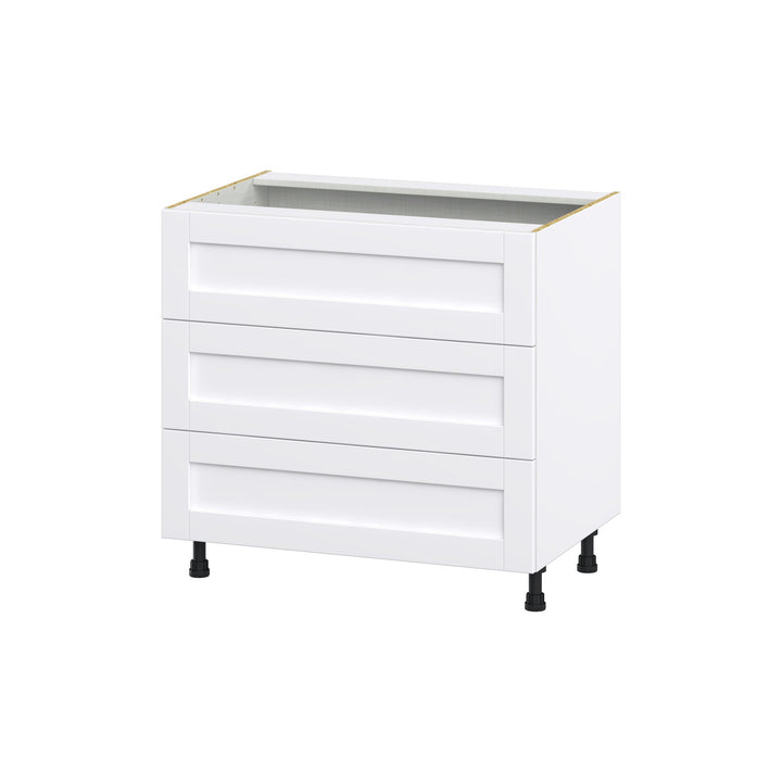 Hugo&Borg Rosemont 36-in W x 34.5-in H x 24-in D Glacier White 3-Drawer Base Fully Assembled Cabinet