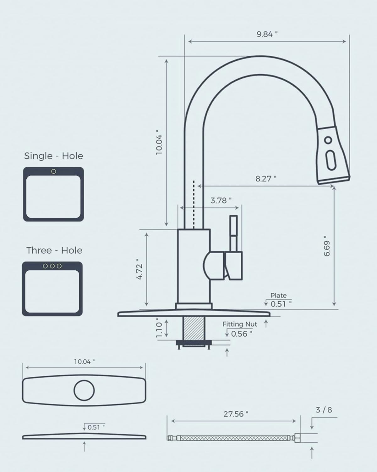 FORIOUS Pull Down Sprayer Kitchen Faucet, Brushed Nickel, High Arc Single Handle, Stainless Steel