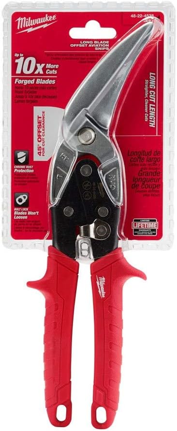 Milwaukee Left and Right Offset Aviation Snips 2‑Pack, Forged Stainless Blades
