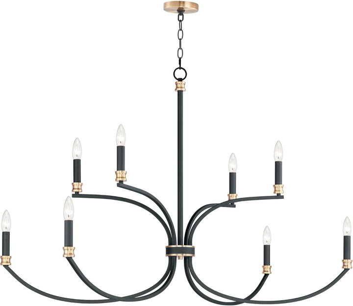 Maxim Lighting Charlton 8-Light Black/Antique Brass Chandelier, 2-Tier