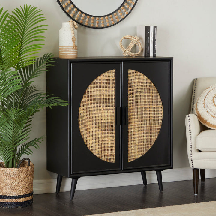 Grayson Lane Black 1 Shelf and 2 Doors Mahogany Accent Chest