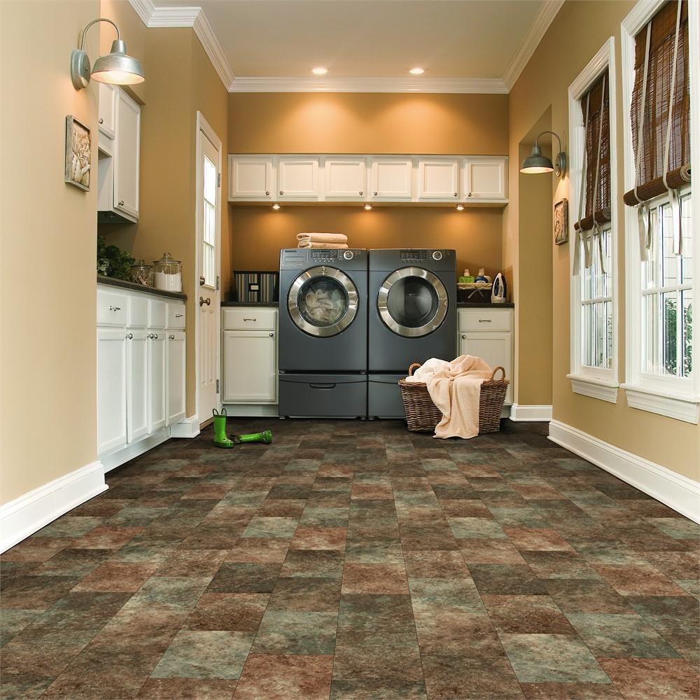 Armstrong Flooring Pickwick Landing III 12-ft W x Cut-to-Length Iron Point Dark Earth Low-Gloss Sheet Vinyl Flooring
