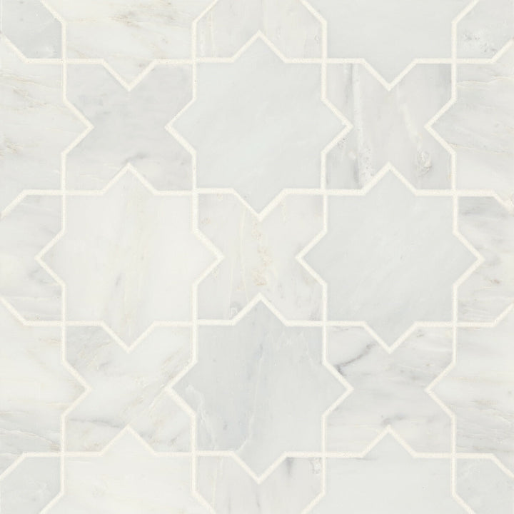 Bedrosians Monet Oriental White 12-in x 12-in Honed Natural Stone Marble Mixed Pattern Tile (5.1-sq ft/Carton)