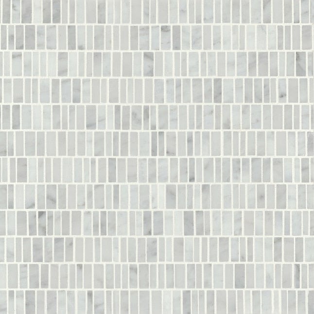 Bedrosians Monet White Carrara 12-in x 12-in Honed Marble Mosaic Brick Tile (5.1 sq. ft./Carton)