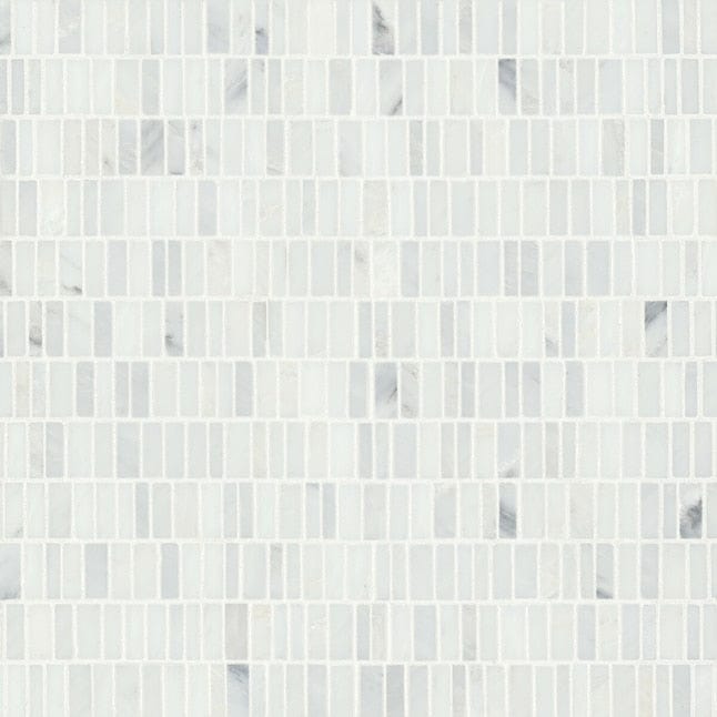 Bedrosians Monet Oriental White 12-in x 12-in Honed Natural Stone Marble Mini-Brick Mosaic Tile (5.1 sq. ft./Carton)