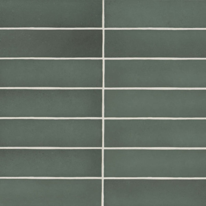 Bedrosians Makoto Midori Green 2-in x 10-in Matte Ceramic Subway Floor and Wall Tile (5.38-sq. ft/ Carton)