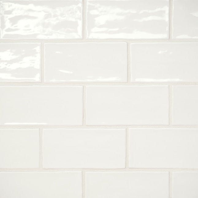 Bedrosians Marin Pearl White (White) 3-in x 6-in Glossy Ceramic Subway Tile (5.38-sq. ft/ Carton)
