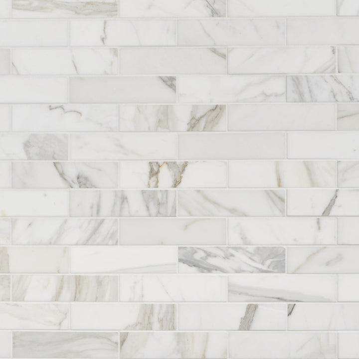 Artmore Tile Calacatta White 2-in x 8-in Honed Natural stone Marble Subway Floor and Wall Tile product image