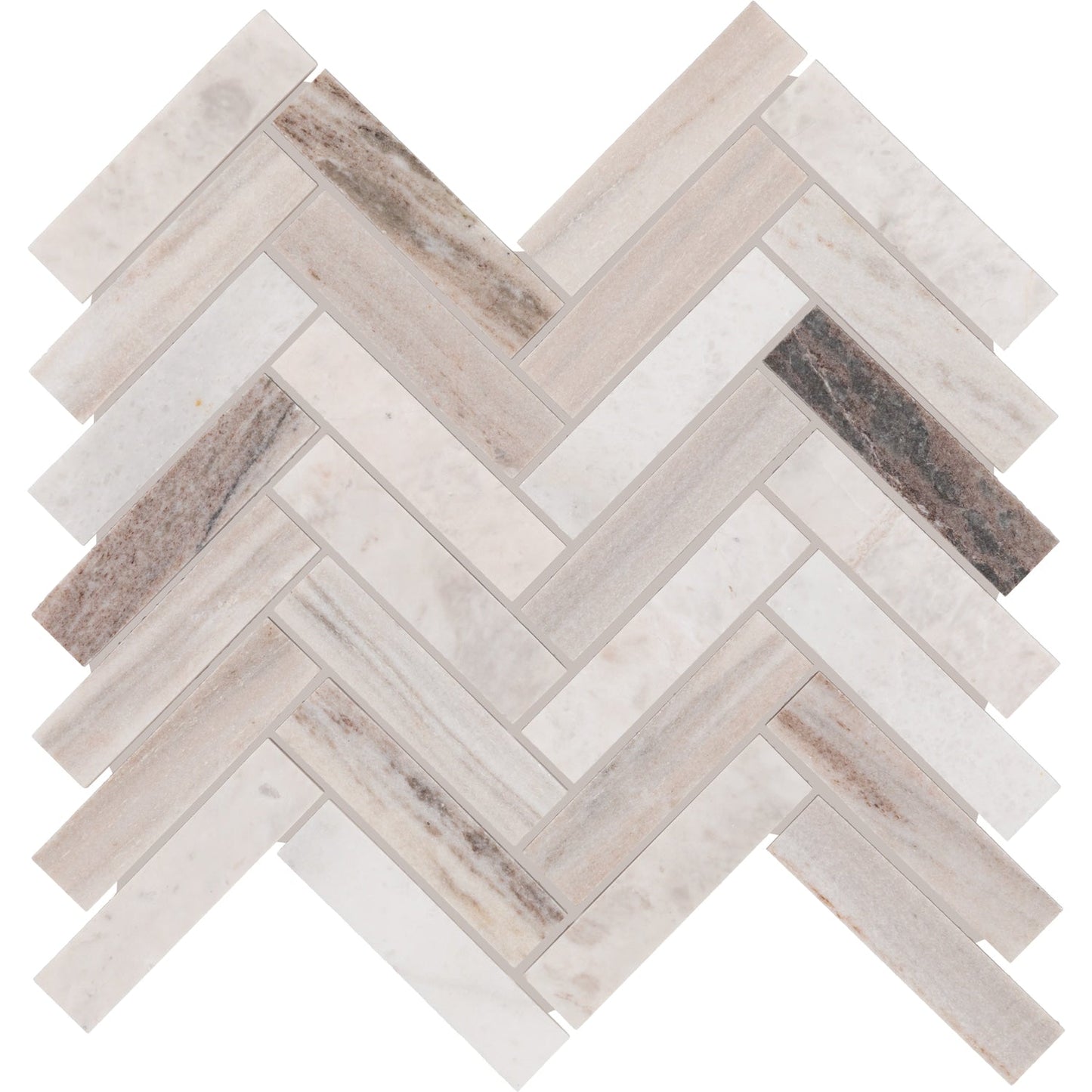 Daltile Genuine Stone Dapper White 11-in x 12-in Honed Natural stone Marble Herringbone Mosaic Floor and Wall Tile product image