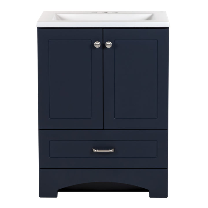 Diamond NOW Cassidy 24.5-in Deep Blue Single-Sink Bathroom Vanity with White Cultured Marble Top