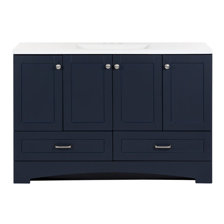 Diamond NOW Cassidy 48.5-in Deep Blue Single Sink Bathroom Vanity with White Cultured Marble Top