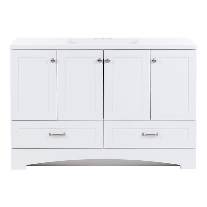 Diamond NOW Cassidy 48.5-in White Single-Sink Bathroom Vanity with White Cultured Marble Top