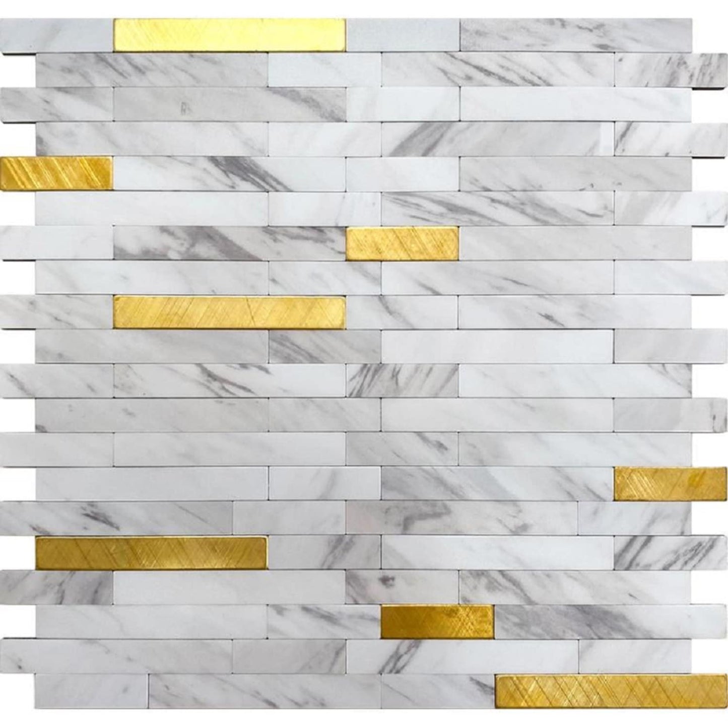 Apollo Tile Brisk White and Gold 10-in x 12-in Polished PVC Patterned Peel and stick Wall Tile product image
