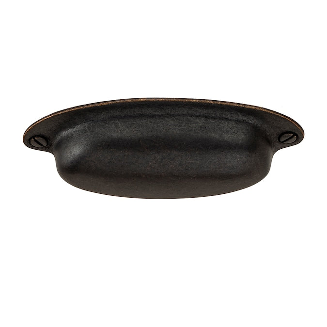 Sumner Street Home Hardware Rustic 3-1/2-in (89mm) Center to Center Antique Brass Oval Cup Drawer Pull