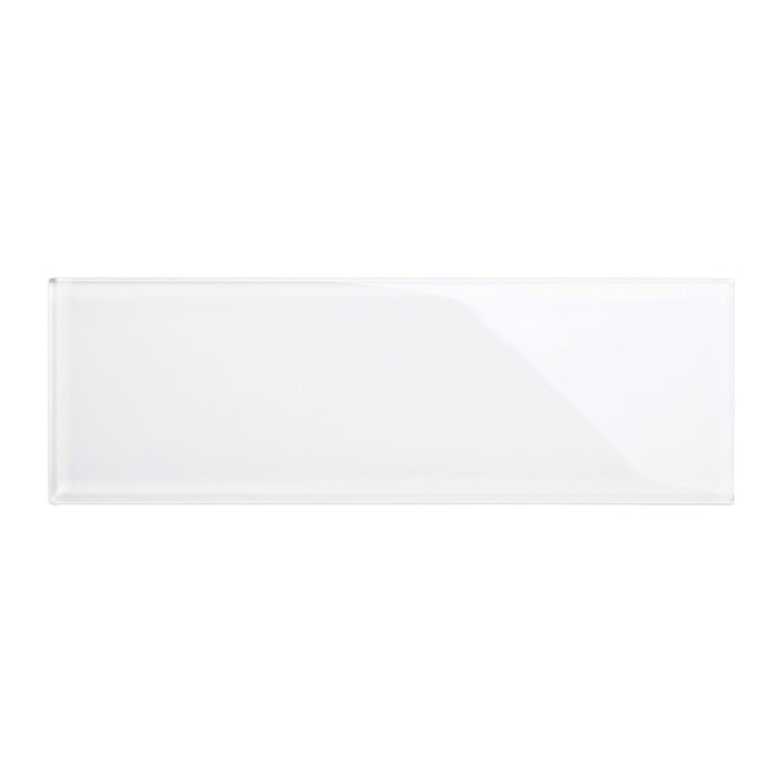Giorbello (Sample) 4x12 Glass Subway Tiles Bright White 4-in x 12-in Glossy Glass Brick Subway Wall Tile