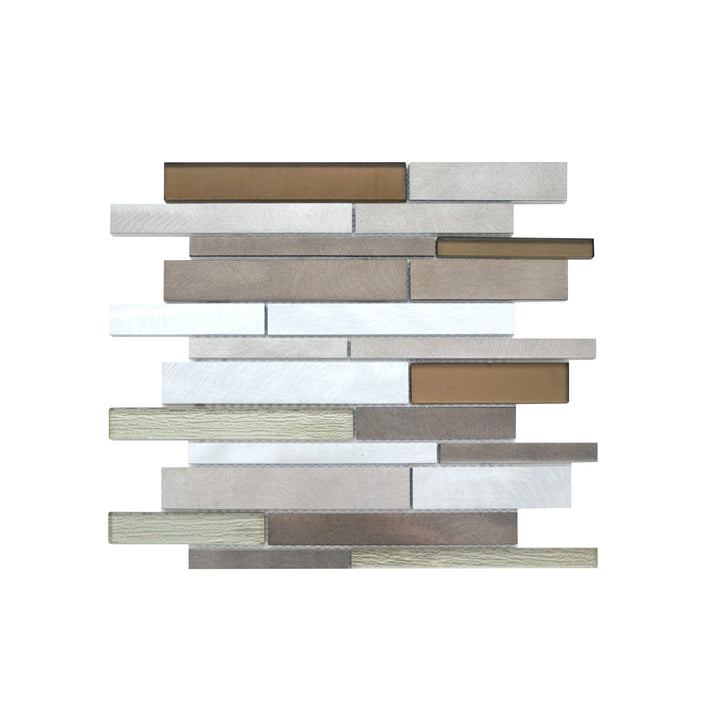 WS Tiles Twilight Series Earth 12-in x 12-in Polished Metal Linear Mosaic Wall Tile product image