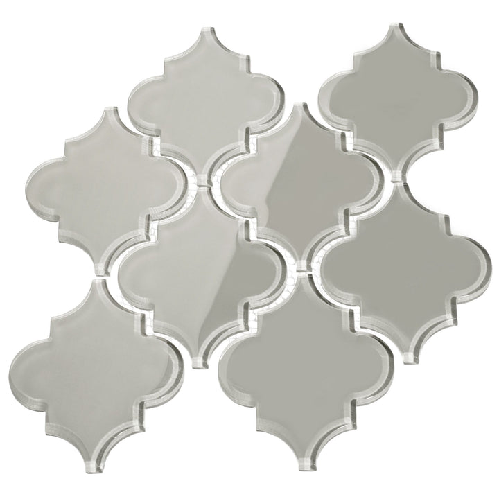 Giorbello Arabesque Mosaic Light Gray 4-in x 4-in Glossy Glass Wall Tile (7.89-sq. ft/ Carton)