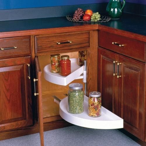 Knape & Vogt 2-Tier Plastic Half Moon Cabinet Lazy Susan