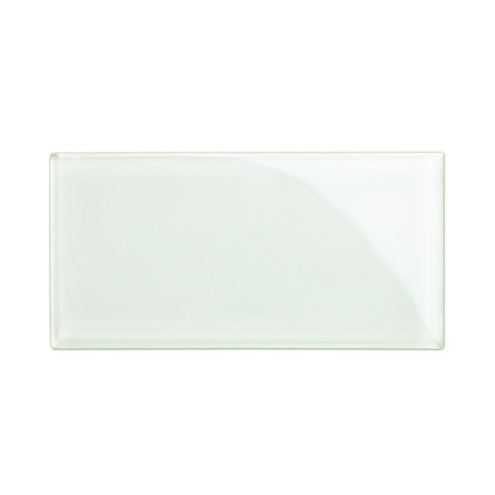 Giorbello (Sample) 6x12 glass subway tiles Dove White 6-in x 12-in Glossy Glass Brick Subway Wall Tile