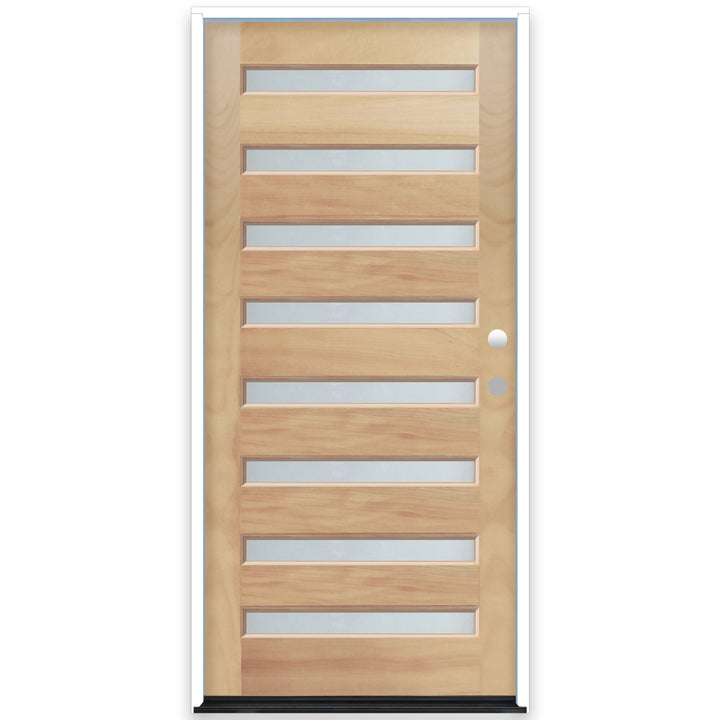 Creative Entryways Mahogany Wood Prehung Front Door with Frosted Glass