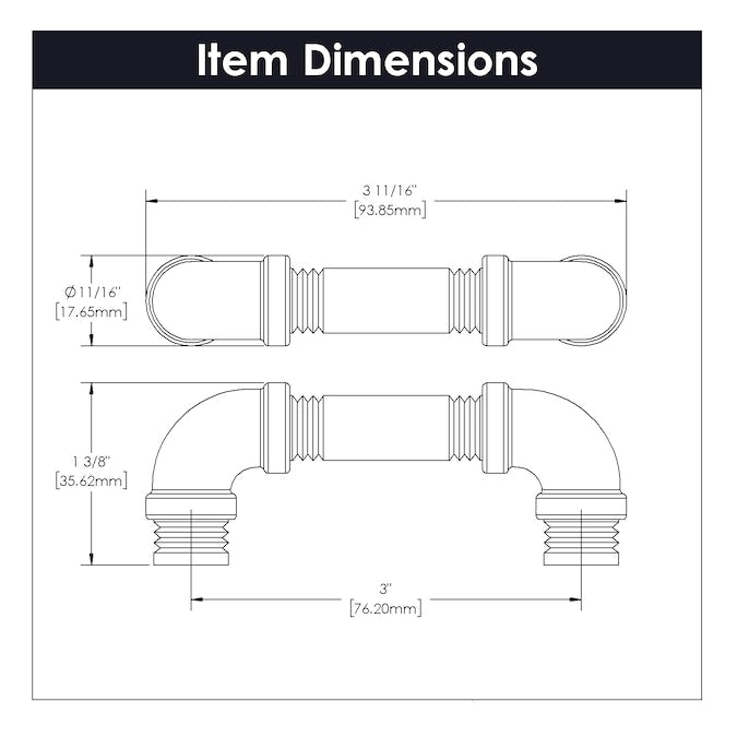 Hickory Hardware Pipeline 3-in (76mm) Center to Center Black Nickel Vibed Rectangular Bar Drawer Pull