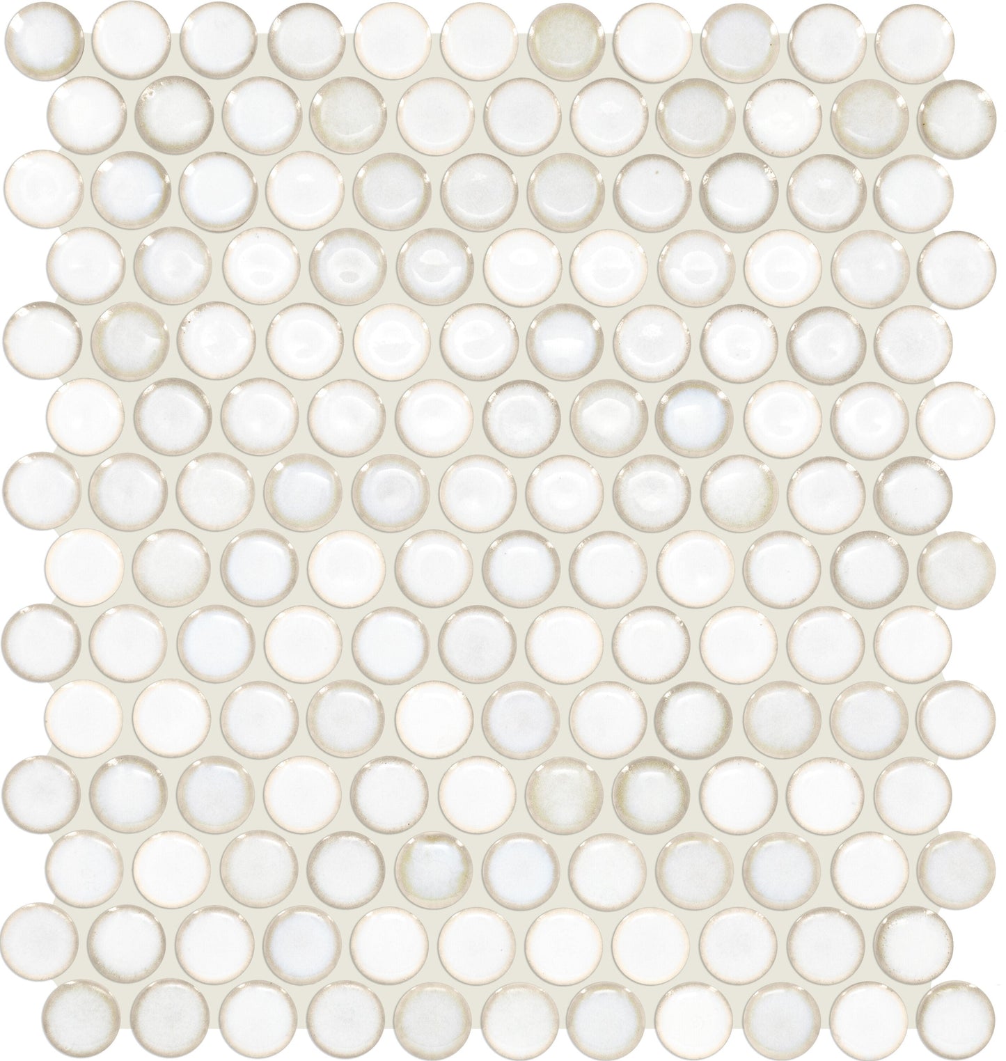 Daltile Union View Cream 11-in x 12-in Glossy Glass Patterned Penny round Mosaic Wall Tile product image