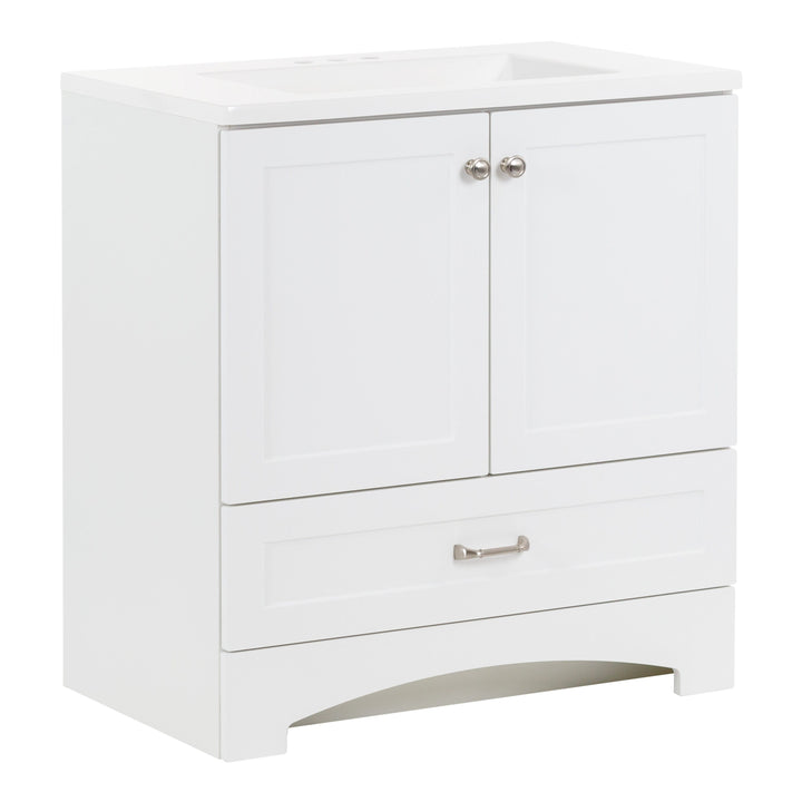 Diamond NOW Cassidy 30.5-in White Single-Sink Bathroom Vanity with White Cultured Marble Top