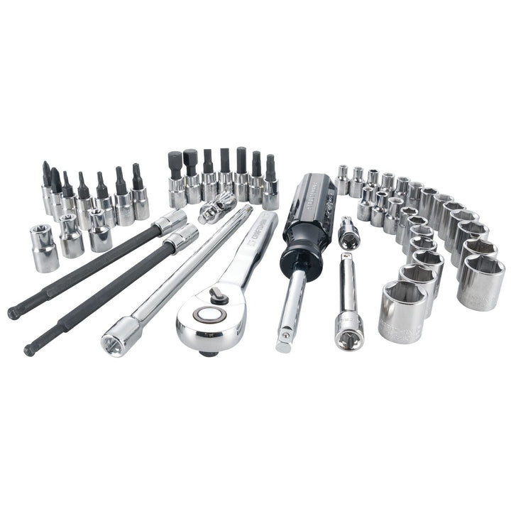 CRAFTSMAN 48-Piece Standard (SAE) and Metric Combination Polished Chrome Mechanics Tool Set
