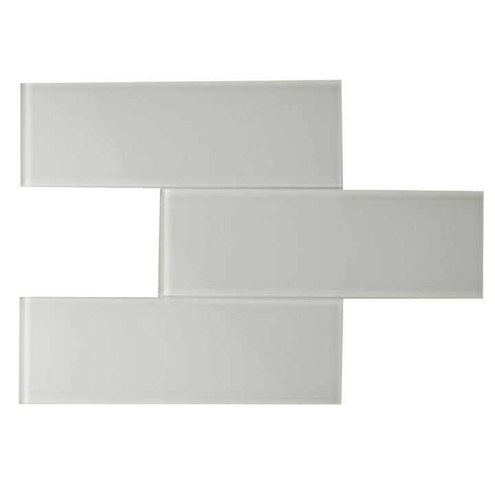 Giorbello Classic Premium Light Gray 3-in x 9-in Glossy Glass Subway Wall Tile (5-sq. ft/ Carton)