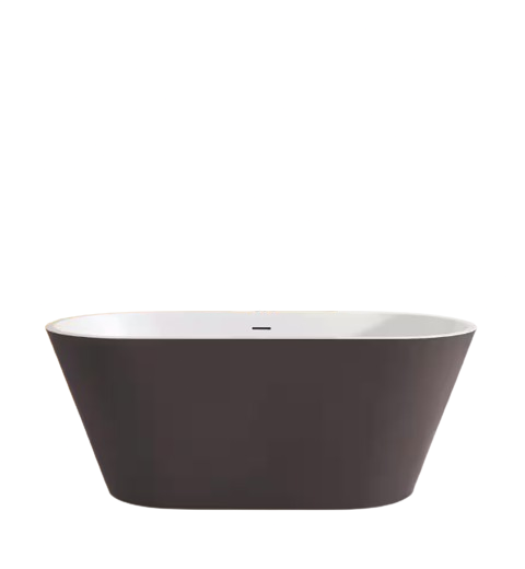 59 in. x 29.5 in. Free Standing Soaking Tub Flatbottom Acrylic Freestanding Bathtub with Chrome Drain in Matte Grey