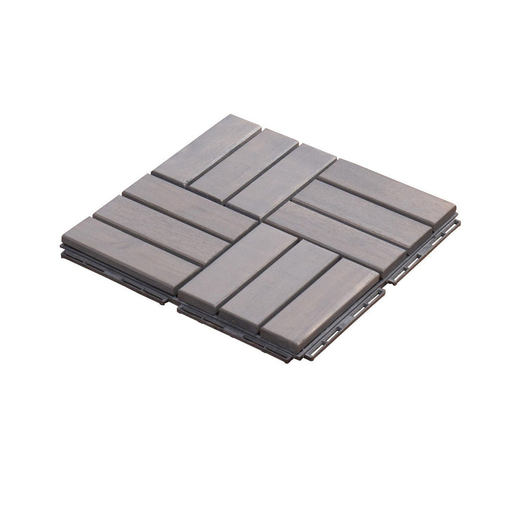 Bybafun 12-in x 12-in 30-Pack Gray Pattern2 Prefinished Wood Deck Tile