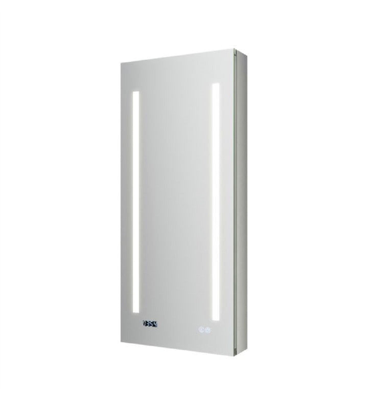 Fresca 15-in x 36-in Lighted LED Fog Free Surface/Recessed Mount LED Mirror Mirrored Soft Close Medicine Cabinet with Outlet