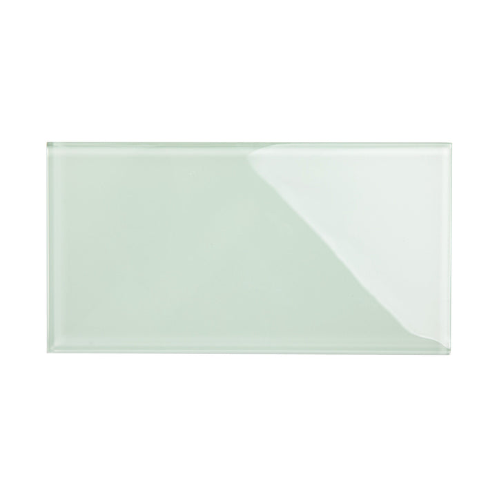 Giorbello (Sample) 6x12 glass subway tiles Winter Sage 6-in x 12-in Glossy Glass Brick Subway Wall Tile
