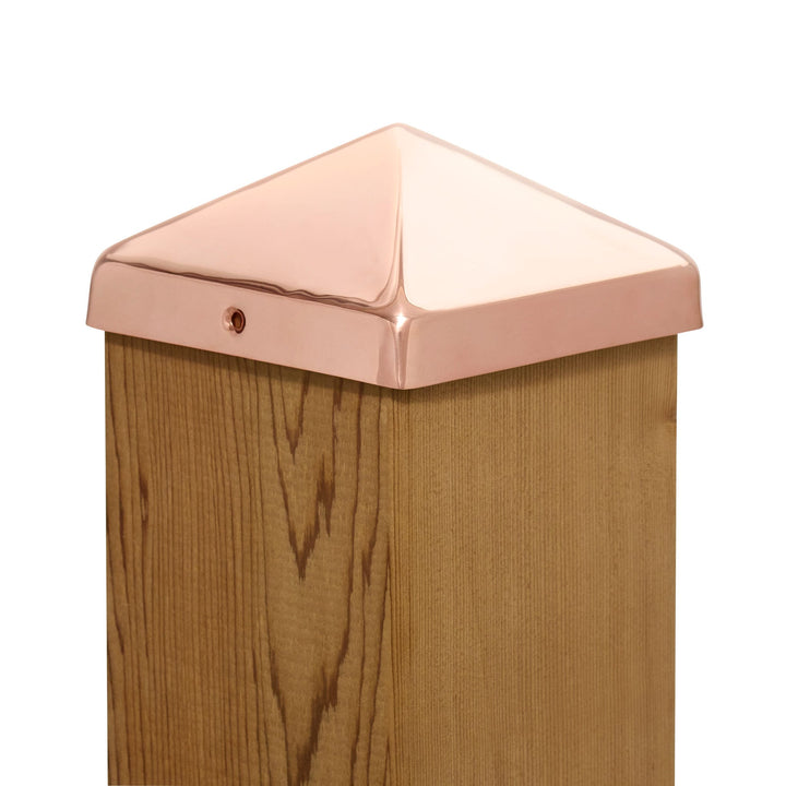 PERMAKAP 6-in x 6-in Pyramid Solid Polished Copper Deck Post Cap