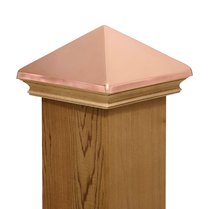 PERMAKAP 6-in x 6-in West Indies Pyramid One-Piece Sanded Copper Mahogany Deck Post Cap