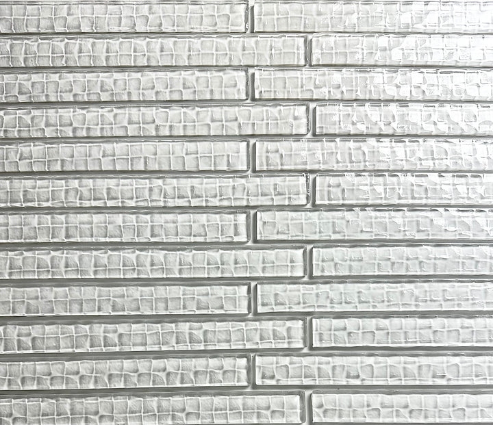 Abolos Metro Cubes Snow White 1-in x 12-in Grooved Glass Brick look Wall Tile product image