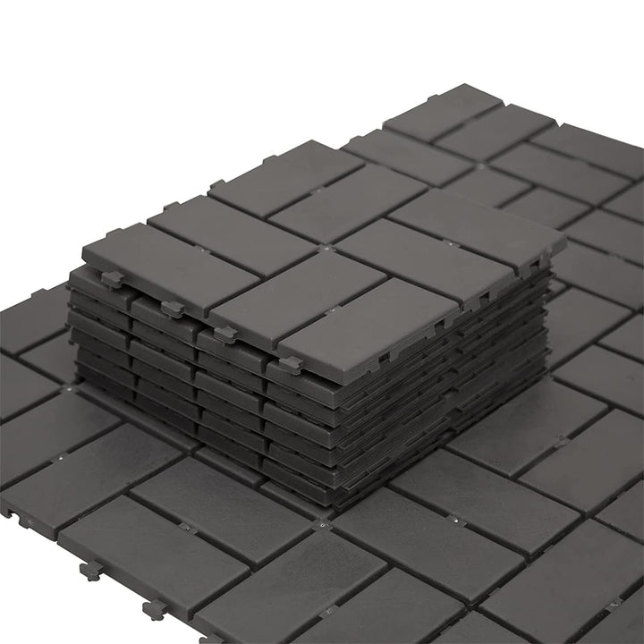 Bybafun 12-in x 12-in 9-Pack Gray Prefinished PVC Deck Tile